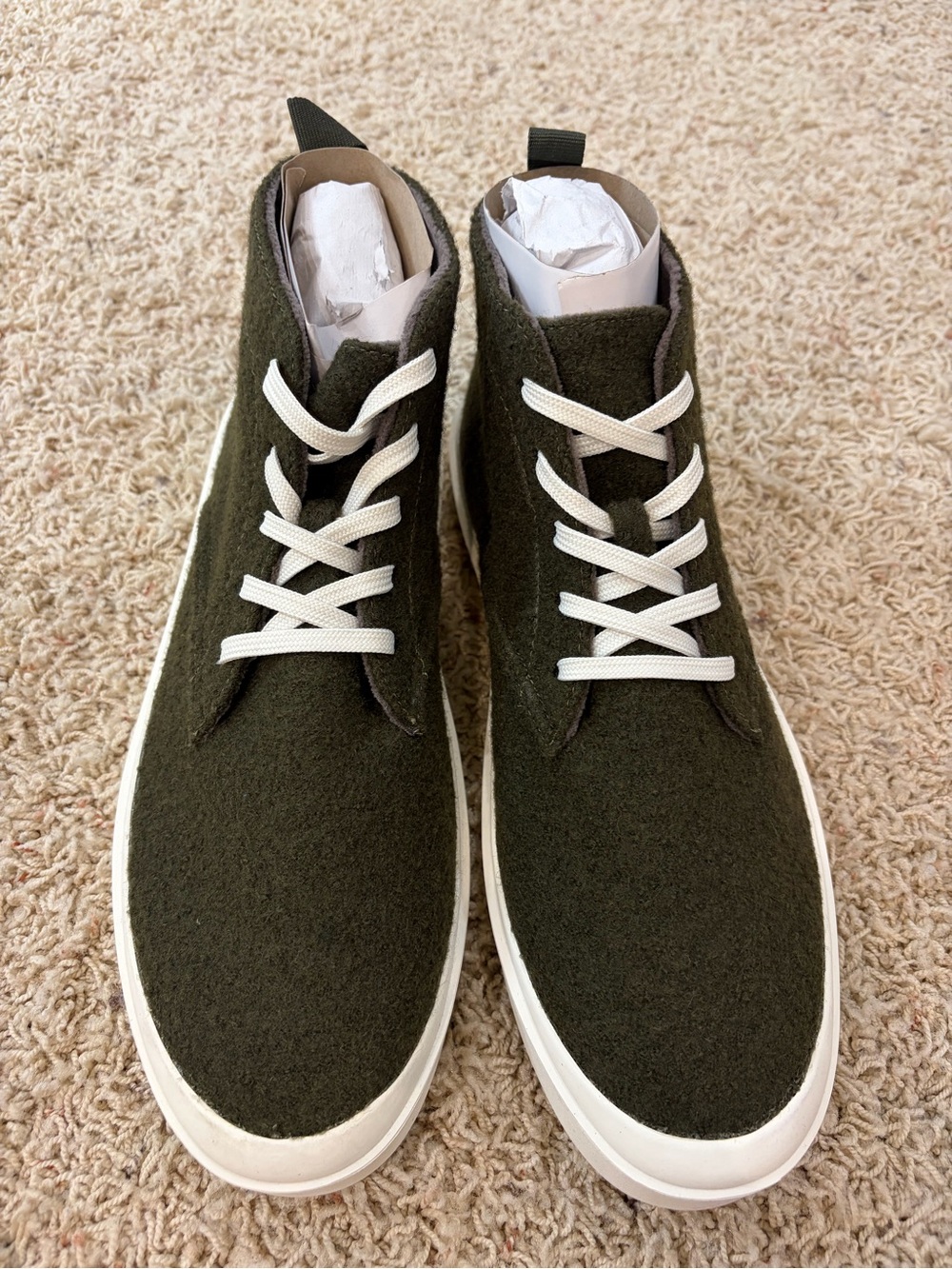 Steve Madden Olive Green Chukka Boots with White Laces